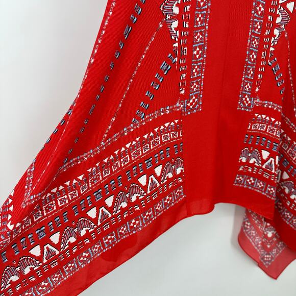 BCBG Maxazria Red V-Neck Handkerchief Hem Sleeveless Dress Women’s Medium - Picture 4 of 11